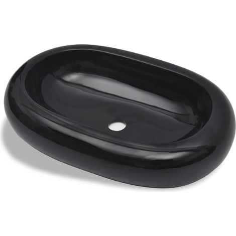 Maison Exclusive - Lavabo de cerámica negro ovalado