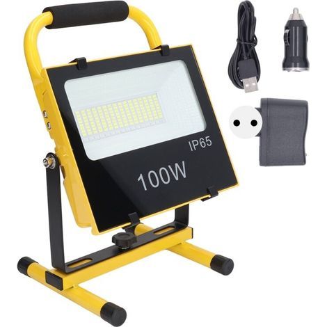 Projecteur portatif 100W 9000LM 6500K – Étanche IP65 pour chantiers et garages – Rechargeable avec batterie lithium 10000mAh - AC100 (1/5)