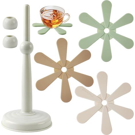 sous Verres Forme d'arbre Dessous de avec Support Rangement Pliables Réutilisables Bock 4 Pièces Silicone Verre (1/5)