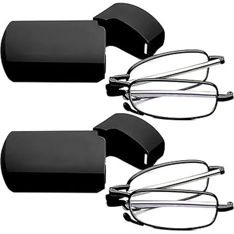 Lunettes de lecture (lot de 2) noires et gris anthracite, compactes et pliables, unisexes, avec étui inclus. (1/5)