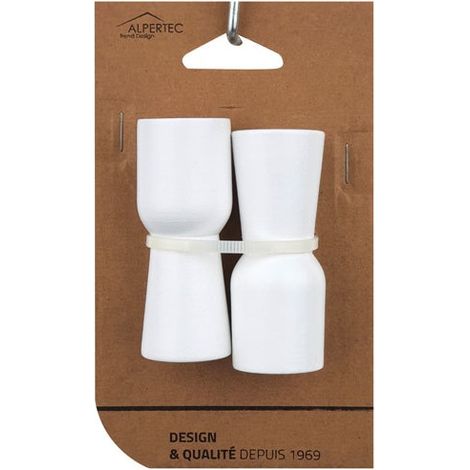 Butée de porte murale en bois ALPERTEC lot de 2 blanc 70 mm poli