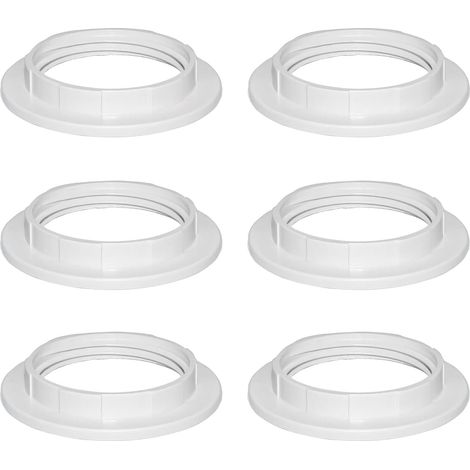 Anello riduttore per paralume in plastica bianca E27 40 mm, adattatore per piastra ad anello per accessori per paralume, anello riduttore per paralume E27 per lampada da scrivania, plafoniere, 6 pezzi