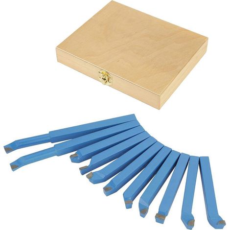 11-teiliges Set 10 x 10 mm Drehmeißel mit Hartmetallbestückung zum Schweißen, Fräsen, Schneiden und Drehen (1/5)