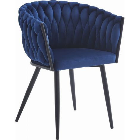 Chaise - leobert - orion - velours bleu marine - 61 x 55 x 79 cm (1/5)