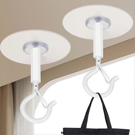 Filiyano-[zd]Crochets de plafond autocollants, lot de 4 crochets ultra-résistants pour suspendre plantes, lampes, carillons, lanternes, etc. (1/5)