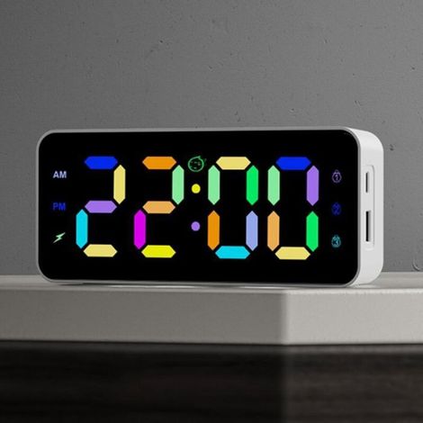 Grande horloge miroir LED RGB, double face (1/4)