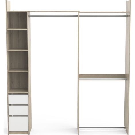 Vestidor Abierto Swing con 3 cajones en color roble y blanco (1/5)