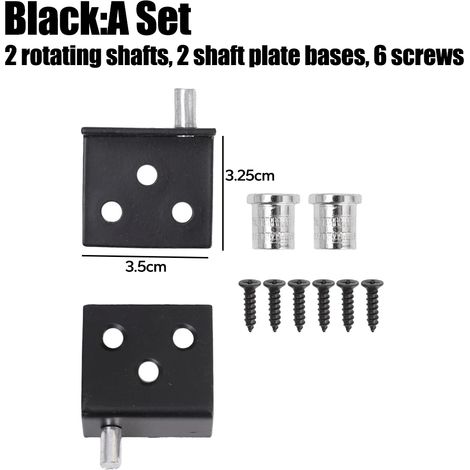 (Noir - Lot de 2) Charnières invisibles pour portes de placard, en forme de L, avec axe de rotation, en acier inoxydable, charnières supérieures et inférieures, quincaillerie pour meubles. (1/5)