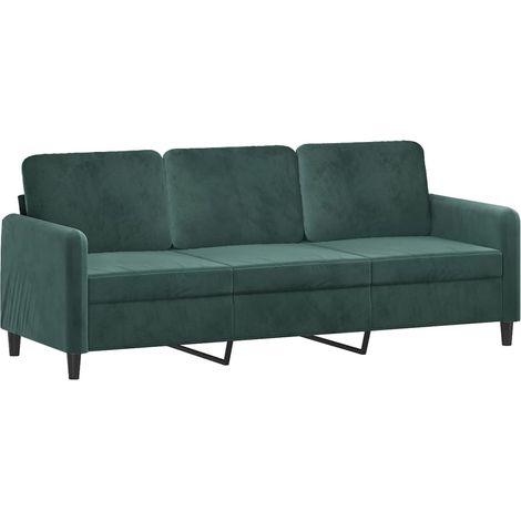 Canapé à 3 places,Sofa pour Salon,Banquette Vert foncé 180 cm Velours CFW332255 (1/5)