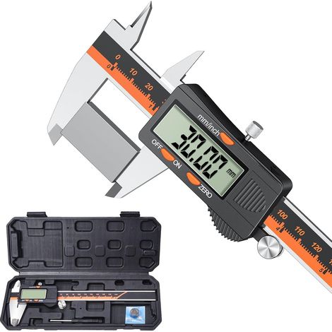 Calibrador digital - regla electrónica de 150 mm - graduaciones claras - gran pantalla digital - para mecanizado y control de calidad