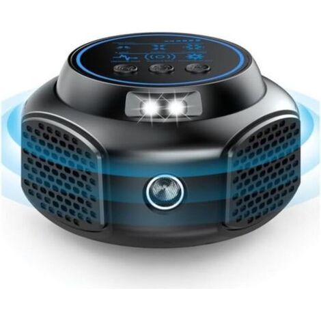 Répulsif à ultrasons 360° pour rongeurs avec lumière LED, efficace contre les rats, les souris, les campagnols et les loirs.