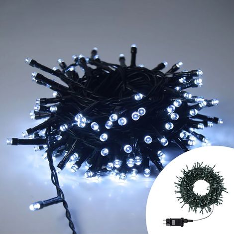 Catena di luci 5 metri da 100 Led Bianco Freddo con cavo verde Wisdom (1/5)