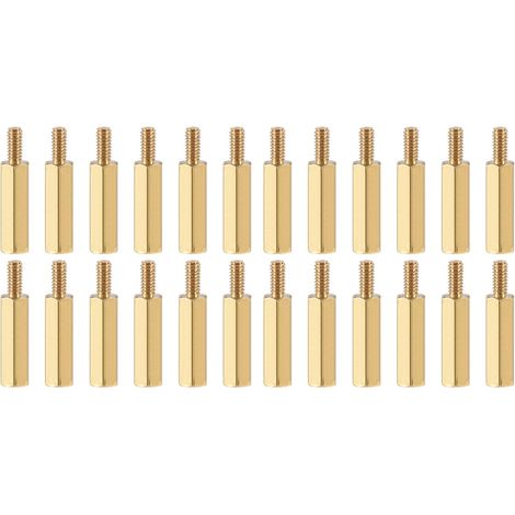 20 pcs M2.5 Écarteur Vis, Laiton Hex pcB Éloignements, Conservateur Hauteur Cohérent, pour Carte Mère (Or Ton, 15mm+6mm) (1/5)
