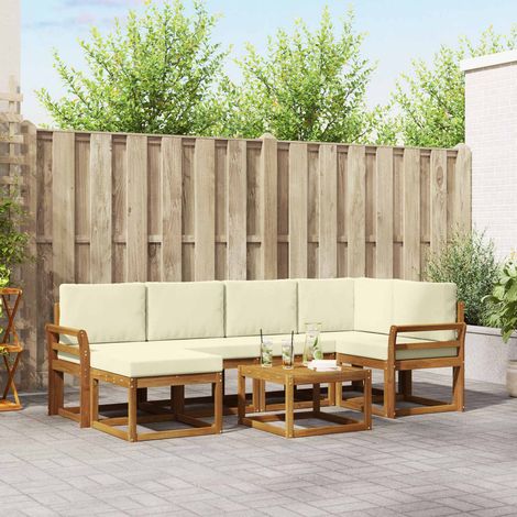 vidaXL Outdoor-Sofagarnitur mit Kissen 7 pcs Natur und Creme (1/5)