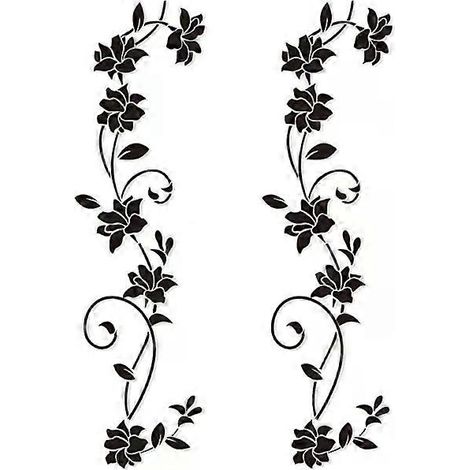 Ensemble d'autocollants muraux 10530 cm, motifs de vignes et de fleurs, en PVC noir - Xin (1/5)