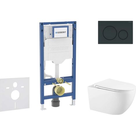 Geberit Duofix - Set Vorwandelement, WC Gaia mit Softclose-Sitz und Sigma20-Betätigungsplatte, schwarz glänzend/schwarz matt SANI11CA5137B (1/5)