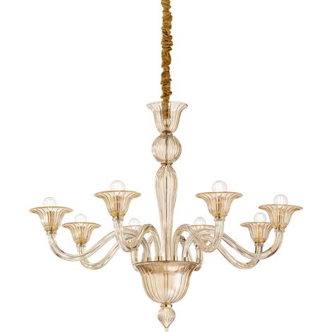 Lampadario Classico Brigitta Vetro Ambra 8 Luci E14 (1/2)