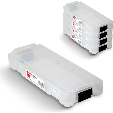 Coffret Micro en lot, empilable et encliquetable avec le système, divisible en 8 compartiments, rangement pour chevilles et vis, transparent, lot de 5 pièces, 094909145 (1/4)
