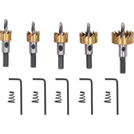 5pcs Kit de scies cloches en acier rapide, trépan tranchant haute vitesse pour perceuses à main et à colonne (1/5)
