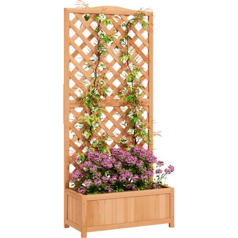Jardin avec arbres pour plantes grimpantes et grand fond, en bois de sapin, 76 x 36 x 170 cm, châtaignier