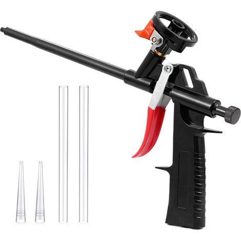 Adjustable PU Expanding Foam Gun No Need Clean with 2 Pipes, Nozzles, Polyurethane Foam Gun for Caulking Building, Sealing, Filling, Insulation, Home, Office (1/5)