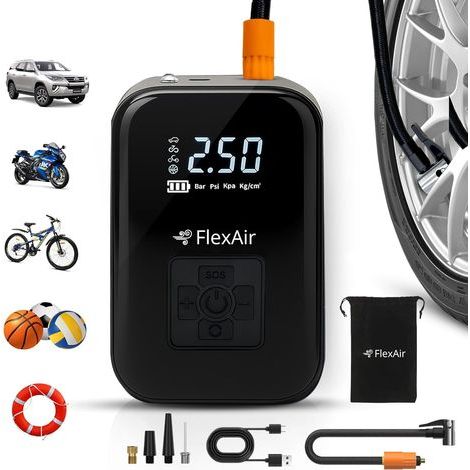– Gonfleur Pneus Voiture & Pompe Vélo Électrique Rechargeable  Compresseur à Air Portatif sans Fil  Mini Souffleur Puissant pour Ballon, Moto, VTT & Accessoires de Gonflage (1/5)