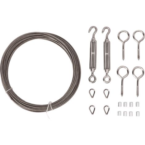 Kit de Suspension pour Guirlandes Lumineuses en Acier Inoxydable avec Revêtement PVC et Ridoirs de Tension (1/5)