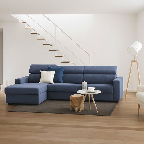 Talamo Italia Sofa cama Alda, Sofá de esquina, 100% Made in Italy, Sofá con apertura giratoria, con Contenedor Izquierdo Península, con reposabrazos estándar, Cm 280x95h85, Azul, con embalaje reforzad (1/5)