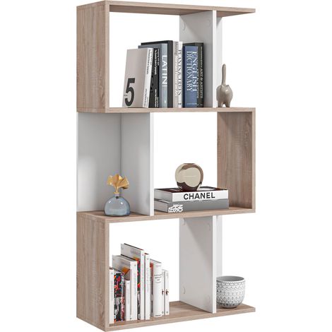 Bibliothèque bois 60 x 24 x 111,4 cm, 3 étagères, moderne pour bureau ou salon. (1/5)