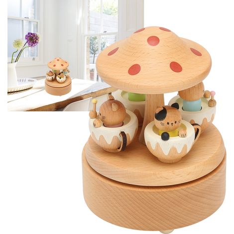 Caja de música decorativa con forma de gato, hecha de madera de haya – modelo “Paraíso”, 15 cm – recuerdo de fiesta, decoración para salón/dormitorio (1/5)