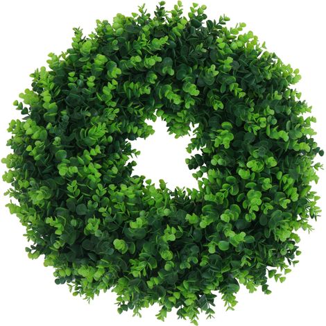 Couronne artificielle HWC-O97, couronne de porte, couronne de table, buis décoratif, intérieur/extérieur, Diam. 52 cm (1/5)
