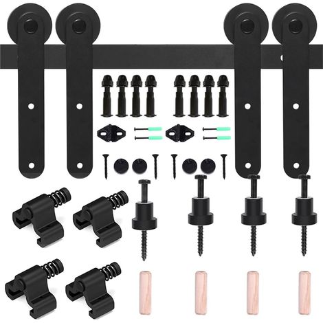 Kit de Rail for Porte de Grange à Double Porte, système de Porte de Grange, kit Coulissant, kit de Rail for Porte coulissante, Rouleau en L(12FT-365CM) (1/5)
