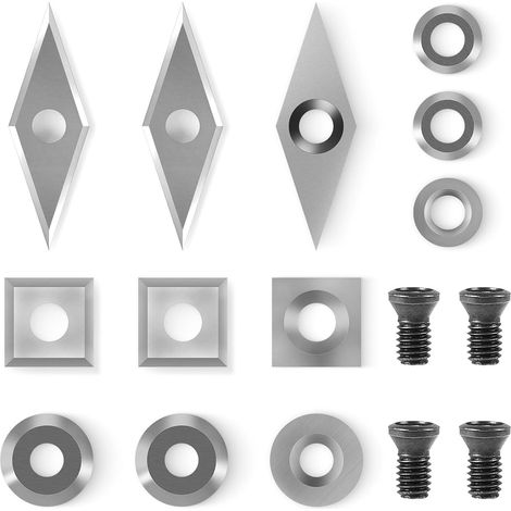 12 Stück Wendeschneidplatten Set Hartmetall, Drehmeißel Drechselwerkzeuge für Holz Drehmaschinen, Wendeplatten Wendemesser für Holzdrehwerkzeuge Trennschleifen Finishen (1/5)