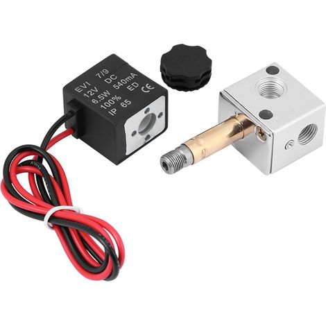 3V1-06 Électrovanne pneumatique 3 voies 2 positions 1/8" BSP normalement fermée (12 V CC)
