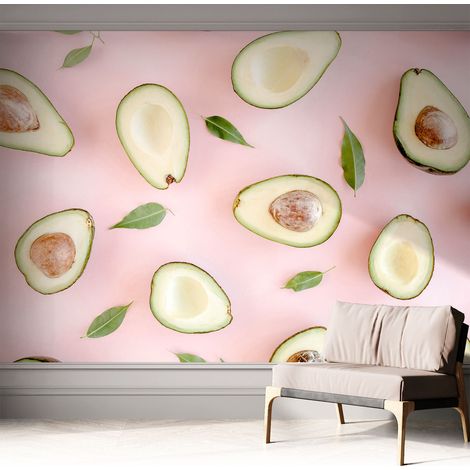 Papier peint autocollant avec imprimé décoratif pour salon et chambre à coucher Installation facile Composition d'avocats 312x219 cm (1/5)