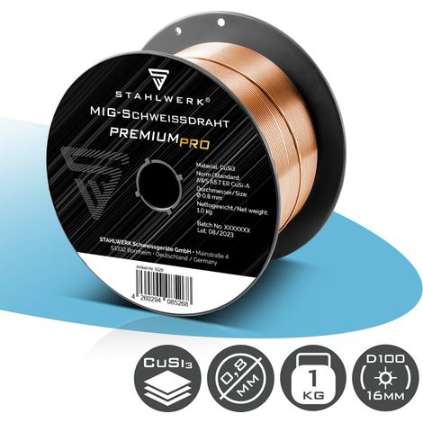 STAHLWERK Hilo de soldar MIG MAG CuSi3 0.8 mm 1 kg bobina de hilo (1/5)