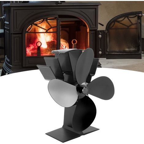 Ventilateur de cheminée, ventilateur thermique, chauffage au poêle à pétrole, poêle à bois, ventilateur thermique auto-générateur, noir (1/5)