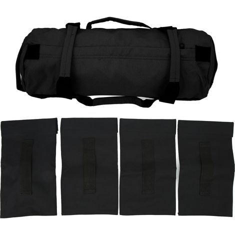 Gewichtssack aus Oxford-Gewebe, 6 Griffe, einfache Verstellung, multifunktionaler Trainingssack mit Füllbeuteln für das Indoor-Fitnessstudio, schwarz
