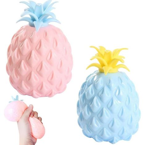 Ensemble de 2 jouets ananas, ananas moelleux, ananas anti-stress, ananas à manipuler, balle anti-stress ananas, jouet anti-stress ananas, balle anti-stress ananas, soulagement de l'anxiété, rose, bleu (1/5)