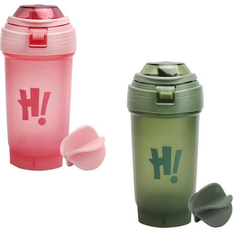 Set aus 2 x 500ml Shakerflaschen mit Mixkugel, Volumenanzeige, auslaufsicher, fürs Fitnessstudio. (1/5)