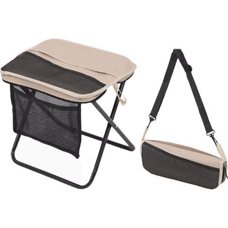 Tabouret pliant portable – Chaise de poche compacte – Tabouret de camping pliable pour randonnée (Taille adulte) – Siège d'extérieur / Repose-pieds (Kaki) (1/5)