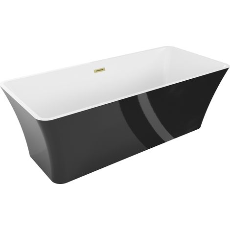 Mexen Tonia freistehende Badewanne 170 x 75 cm, weiß/schwarz, überlauf gebürstetes Gold - 52171707575-55 (1/5)