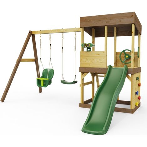 Rebo Lookout Tower with Double Swing, Wave Slide and Adventure Pack (1/4)