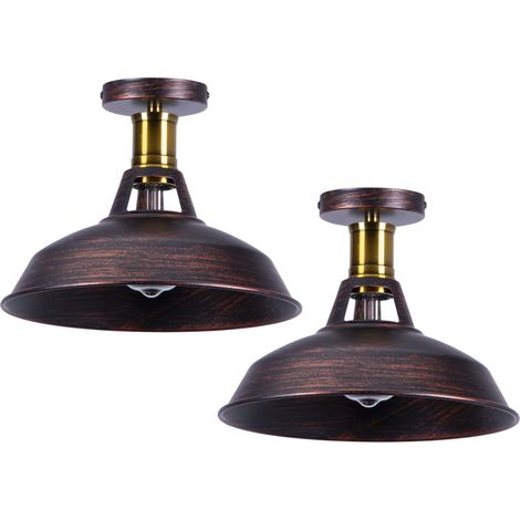 (2X) Vintage Retro Ceiling Lights Iron Metal Ceiling Lamp Industrial Style Ceiling Light E27 For Cafe Bedroom Restaurant Indoor Lighting
