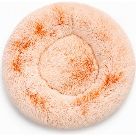 Niche ronde en fausse fourrure douce orange dégradé 45 x 40 cm (1/5)