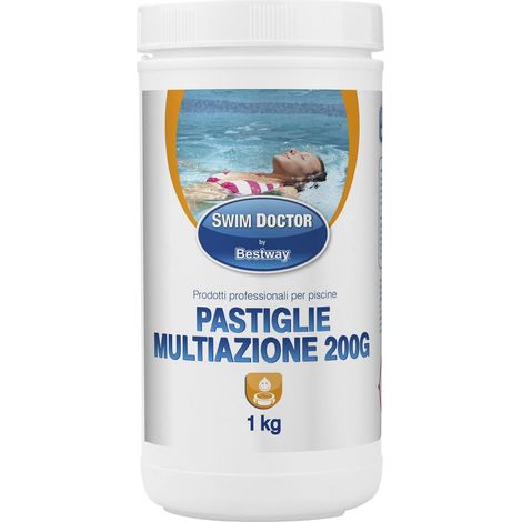 Bestway Cloro Pastiglie Combinate Multiazione 200 gr  - Bestway Cloro Pastiglie Combinate Multiazione 200 gr - Confezione Da 1 Kg