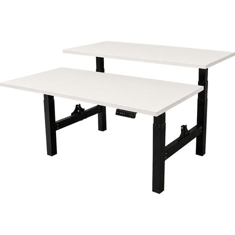 Scrivania duo regolabile elettricamente - 160x80 cm - Due motori doppi - Nero / Bianco (1/5)