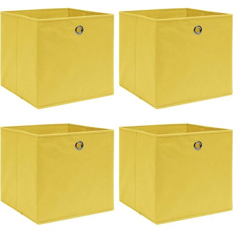 Boîtes de rangement 4 pcs Jaune 32x32x32 cm Tissu (1/5)