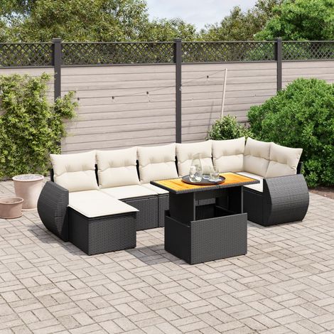 8-tlg. Garten-Sofagarnitur mit Kissen Schwarz Poly Rattan vidaXL (1/3)