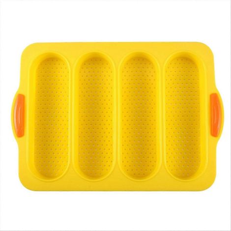 4 Slot français moule à gâteau français DIY petit moule à pain antiadhésif jaune (1/5)